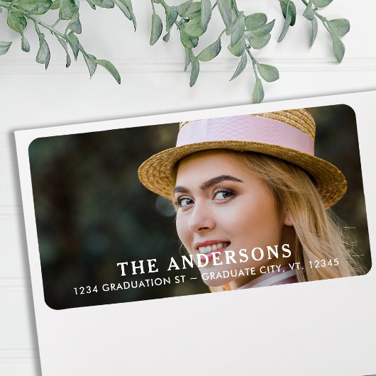 モダン大学院写真パーソナライズされた差出人住所 ラベル