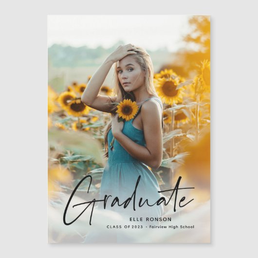 モダン大学院写真卒業 マグネット招待状 (正面)