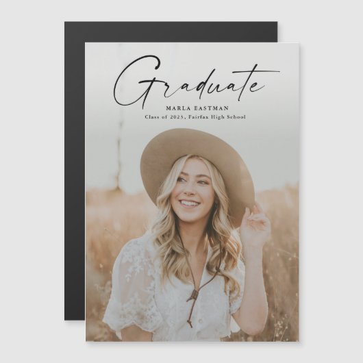 モダン大学院写真卒業 マグネット招待状 (正面/裏面)