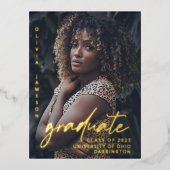 モダン大学院手書き |フォトオーバーレイ 箔招待状ポストカード (正面)