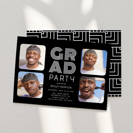 モダン大学院4xフォトコラージュGRADパーティー 招待状
