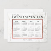 モダン大理石およびフェイクバラ金ゴールド2017カレンダー シーズンポストカード (正面/裏面)