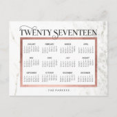モダン大理石およびフェイクバラ金ゴールド2017カレンダー シーズンポストカード (正面)