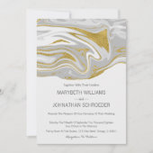 モダン大理石および金ゴールド結婚式招待状カード 招待状 (正面)