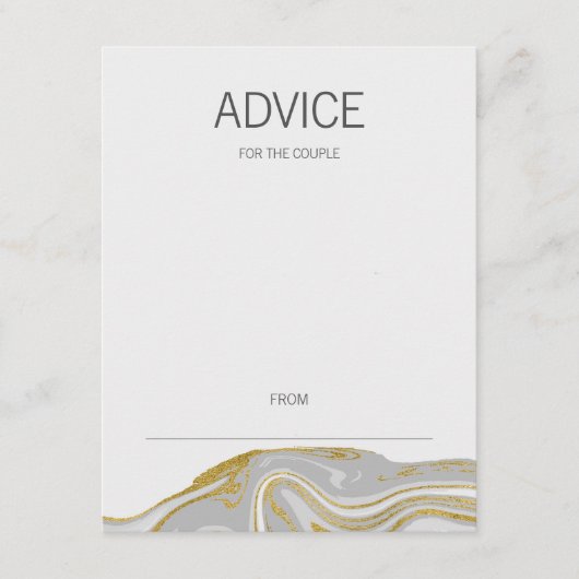 モダン大理石と金ゴールド結婚のアドバイスカード アドバイスカード (正面)