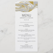 モダン大理石と金ゴールド結婚のメニューカード メニュー (正面)