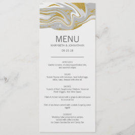 モダン大理石と金ゴールド結婚のメニューカード メニュー