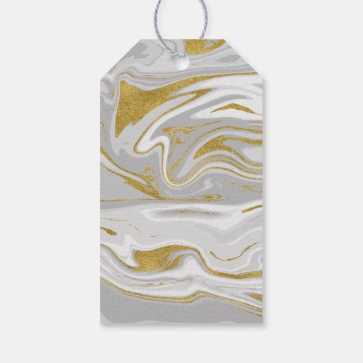 モダン大理石と金ゴールド結婚の感謝のギフトラベル ギフトタグ (裏面)