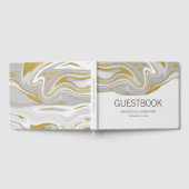 モダン大理石と金ゴールド結婚ズゲストブック ゲストブック (全面)