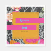 モダン大理石のフローラ結婚の スタンダードランチョンナプキン (正面)