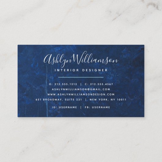 モダン大理石の水色の銀のターコイズスクリプト 名刺 (裏面)