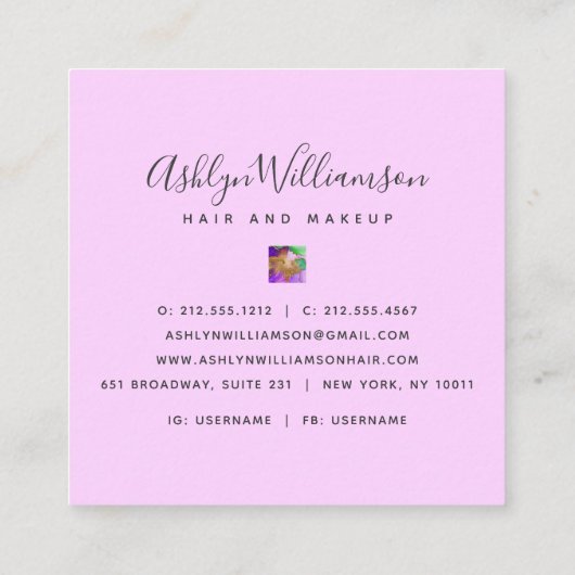 モダン大理石の水色金ゴールド紫グリーン&アクア スクエア名刺 (裏面)