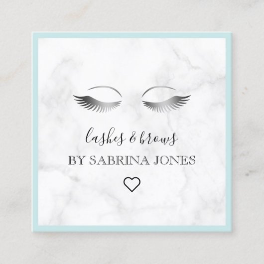 モダン大理石の銀のまつげと眉 スクエア名刺 (正面)