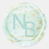 モダン大理石アクアモノグラムのワックスシール ラウンドシール (正面)