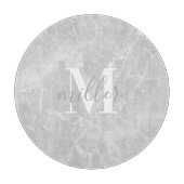 モダン大理石パーソナライズされた製ファミリ名丸ガラス カッティングボード (正面)