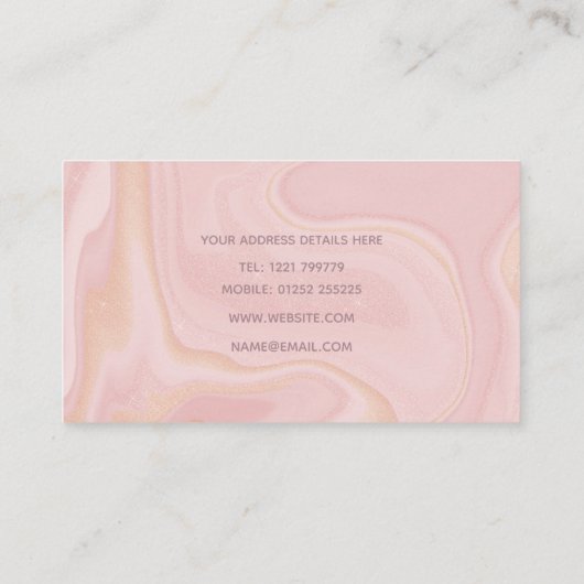 モダン大理石ピンク金ゴールドグリッター背景 名刺 (裏面)