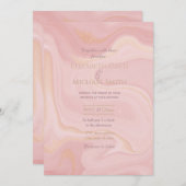 モダン大理石ピンク金ゴールドグリッター背景 招待状 (正面/裏面)