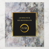 モダン大理石ブラック金ゴールドプロフェッショナル追加ロゴ ワインラベル (シングルラベル)