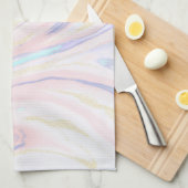 モダン大理石ブルーピンク金ゴールドグリッター キッチンタオル (四つ折り)