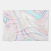 モダン大理石ブルーピンク金ゴールドグリッター キッチンタオル (横)