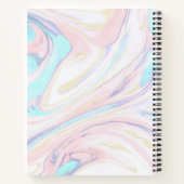 モダン大理石ブルーピンク金ゴールドグリッター ノートブック (裏面)