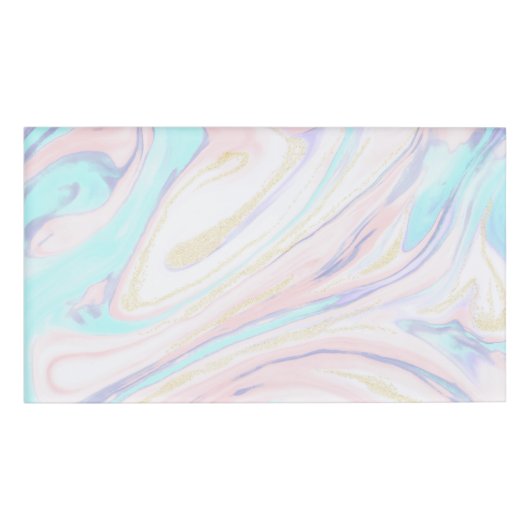 モダン大理石ブルーピンク金ゴールドグリッター 名札 (正面)