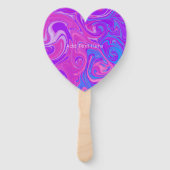 モダン大理石渦巻きピンク紫ハート ハンドファン (正面)