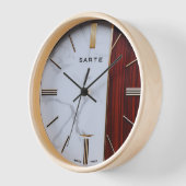 モダン大理石&ウッドデザイン付き高級ウォールクロック 壁時計 (傾斜)