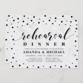 モダン大理石&スクリプト結婚のリハーサルディナー 招待状 (正面/裏面)