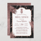 モダン大理石&バラ金ゴールドパイナップルブライダルシャワー 招待状 (正面/裏面)