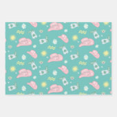 モダン女性のカーボーイアクエリアス〔占星術の〕十二宮図パターンピンク ラッピングペーパーシート (正面3)