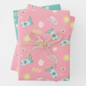 モダン女性のカーボーイアクエリアス〔占星術の〕十二宮図パターンピンク ラッピングペーパーシート (インサイチュ)