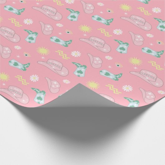モダン女性のカーボーイアクエリアス〔占星術の〕十二宮図パターンピンク ラッピングペーパー (角)