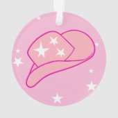 モダン女性のカーボーイウエスタンハットピンク オーナメント (裏面)