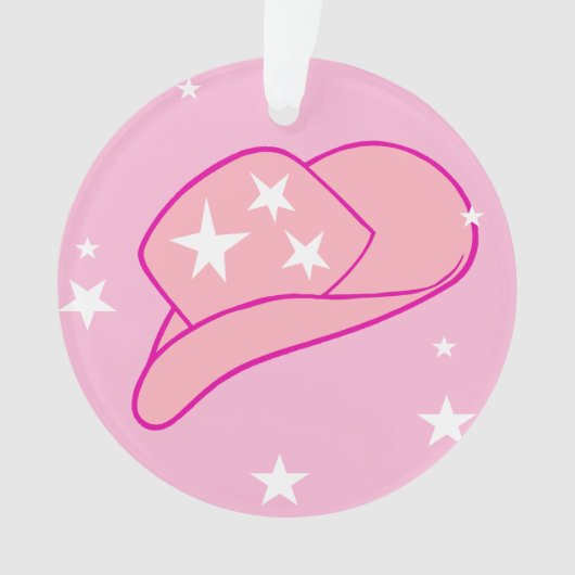 モダン女性のカーボーイウエスタンハットピンク オーナメント (正面)