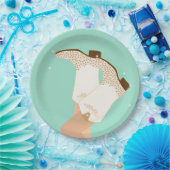 モダン女性のカーボーイガーリーブーツスターズミント ペーパープレート (パーティー)