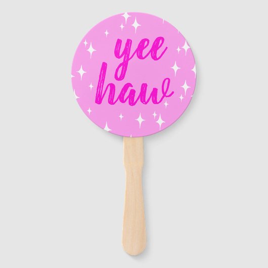 モダン女性のカーボーイハットイーハウスターバストピンク ハンドファン (正面)