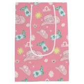 モダン女性のカーボーイリブラ〔占星術の〕十二宮図パターンボホピンク ミディアムペーパーバッグ (裏面)