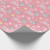 モダン女性のカーボーイリブラ〔占星術の〕十二宮図パターンボホピンク ラッピングペーパー (角)