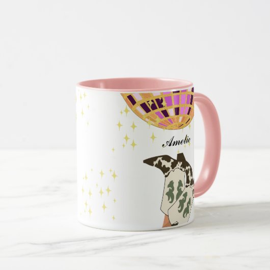 モダン女性のカーボーイレッグカウボーディスコボール マグカップ (正面右)