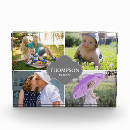 モダン姓名と写真グレークレスト フォトブロック