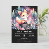 モダン威厳のあるキツネ誕生日 招待状 (スタンド正面)