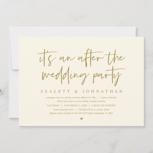モダン婚宴の後の駆け落ち 招待状 (正面)