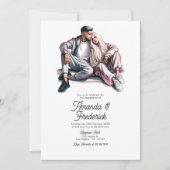 モダン婚約パーティ写真 招待状 (正面)