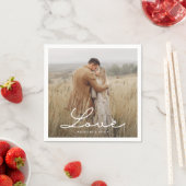 モダン婚約写真の書道愛 スタンダードカクテルナプキン (インサイチュ)