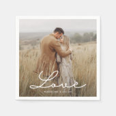 モダン婚約写真の書道愛 スタンダードカクテルナプキン (正面)