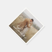 モダン婚約写真の書道愛 スタンダードカクテルナプキン (角)