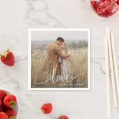 モダン婚約写真の書道愛 スタンダードカクテルナプキン (インサイチュ)