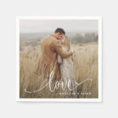 モダン婚約写真の書道愛 スタンダードカクテルナプキン (正面)