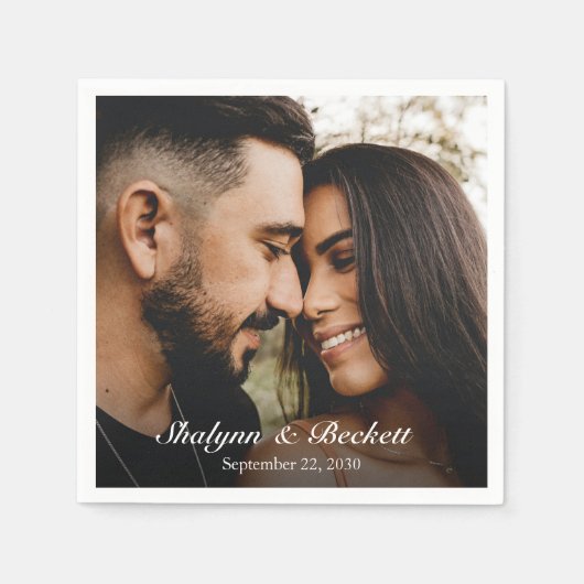 モダン婚約写真 スタンダードカクテルナプキン (正面)